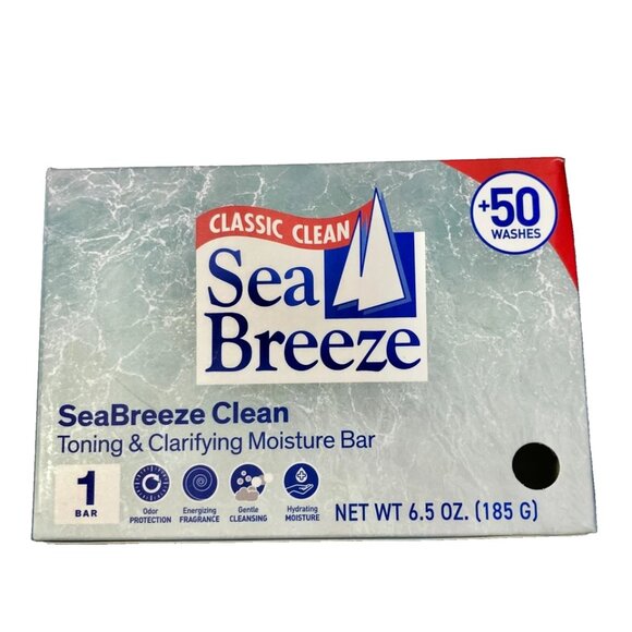4 SEA BREEZE Classic Clean Toning & Clarifying Moisture BAR SOAP 6.5 oz X 4 Bars - Picture 2 of 6